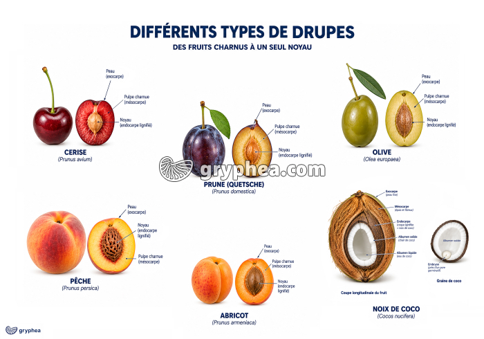 Les différents types de drupes chez les Angiospermes - gryphea.com